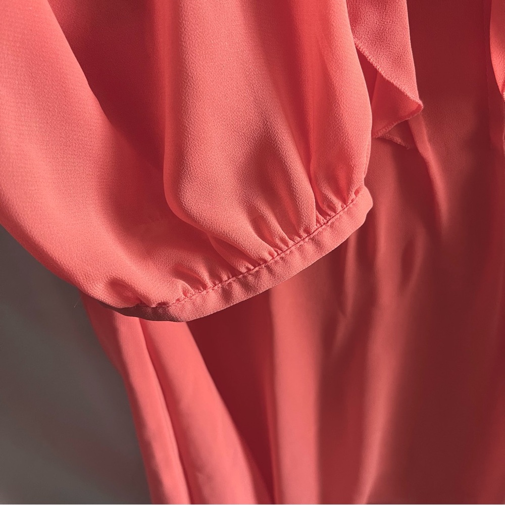 Covington Coral Chiffon Ruffle Blouse Layered Ruffle Top Women’s Small Coquette - Picture 6 of 15